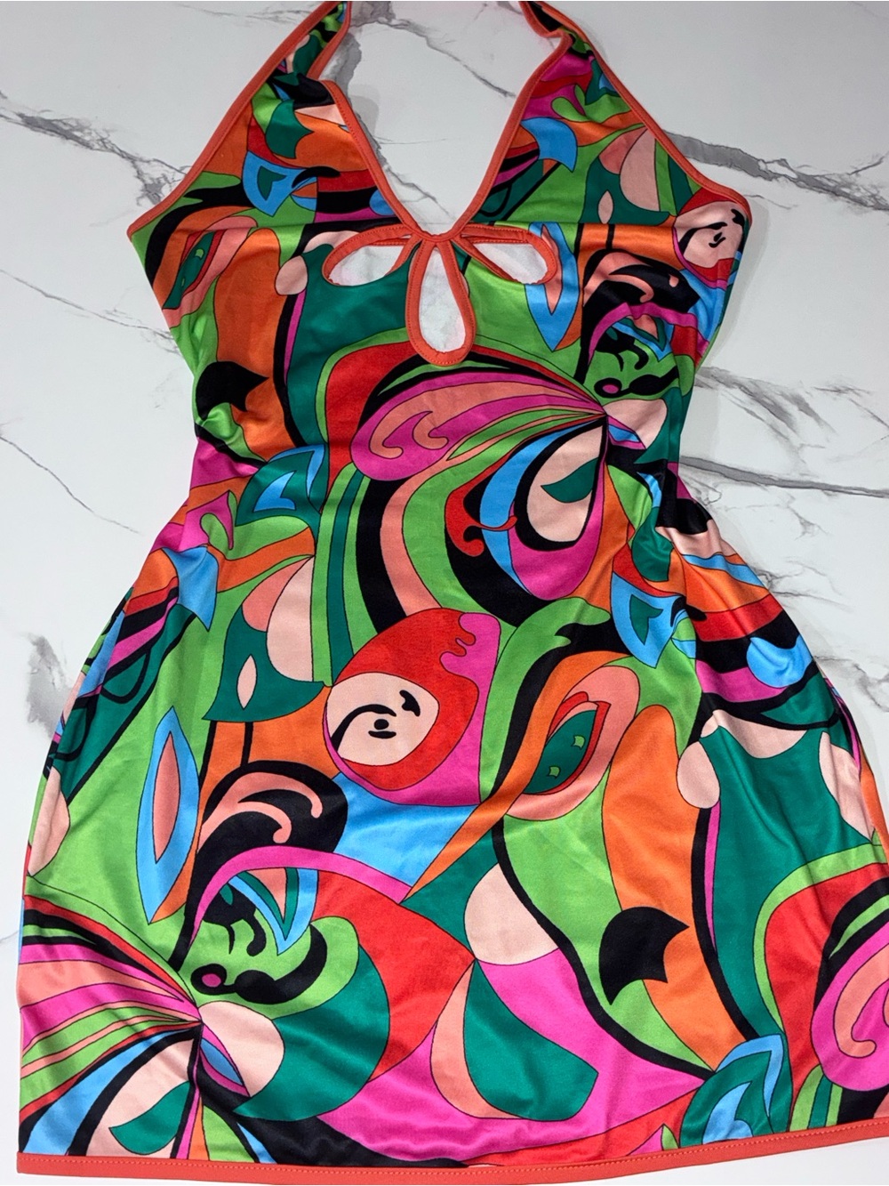 Multicolor Halter One-Piece Dress size L